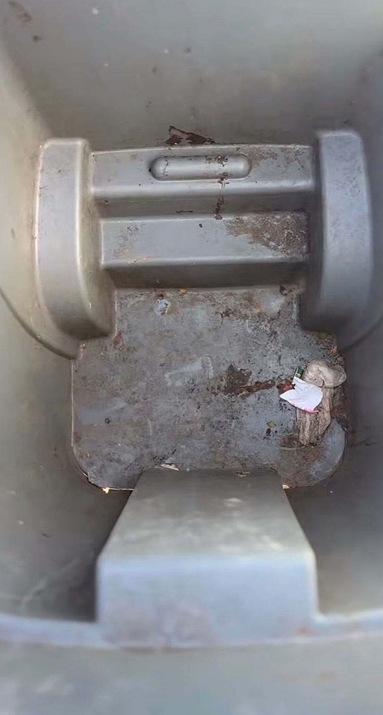 Trashcans in Katy, TX before cleaning — grime and buildup from months of use